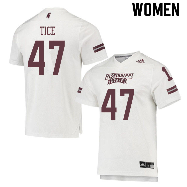 Women #47 Camp Tice Mississippi State Bulldogs College Football Jerseys Sale-White